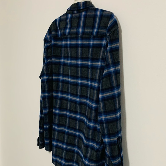 Pendleton Mason Long Sleeve Button Down Shirt, Blue and Grey Plaid - Picture 3 of 5